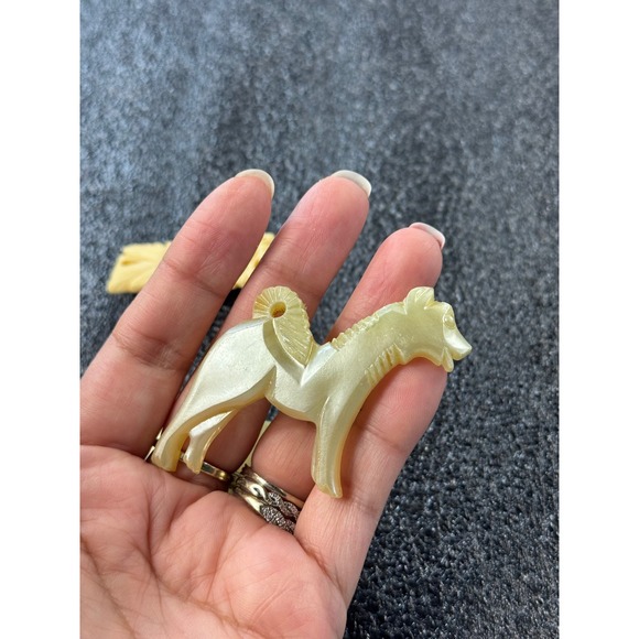 Vintage Celluloid Early Plastic Jewelry Lot Ship Brooch Floral Pendant Horse - Picture 5 of 6